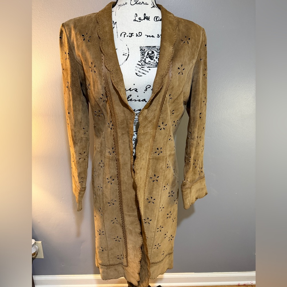 MARGARET GODFREY WOMEN’S LONG SUEDE/LEATHER VINTAGE JACKET Sz 6